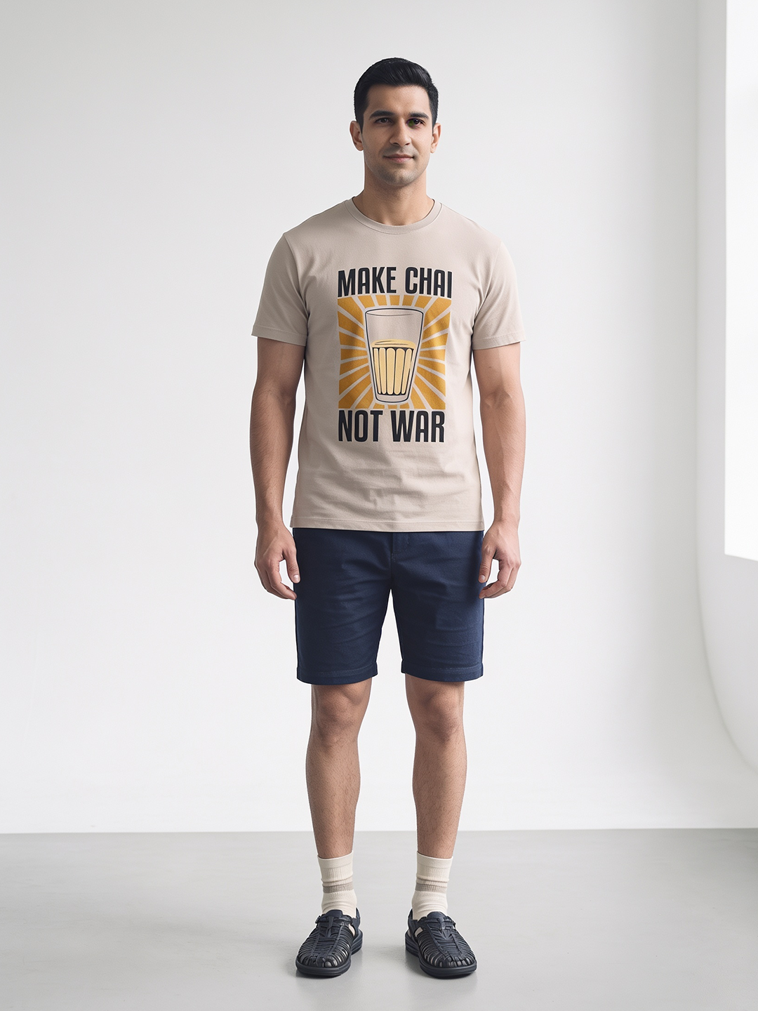 Men's 100% Organic Cotton Regular Fit Tshirt Sand
