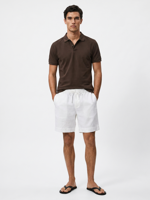 Men's Brown Cotton Elastane Slim Fit Tshirt