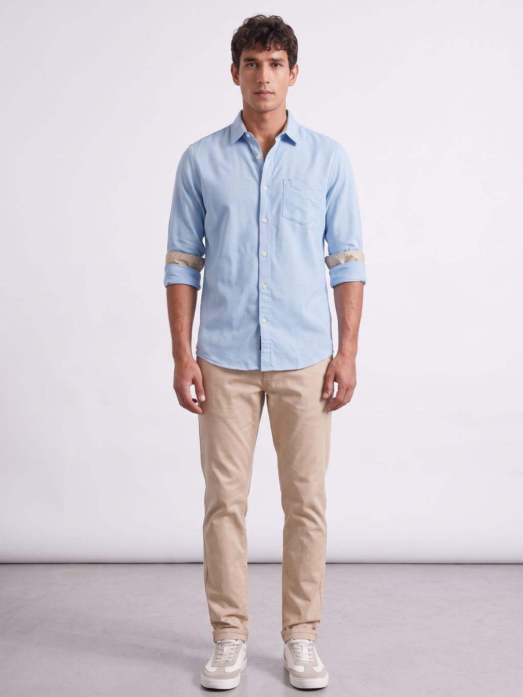 Men's 100% Cotton Regular Fit Shirt Sky