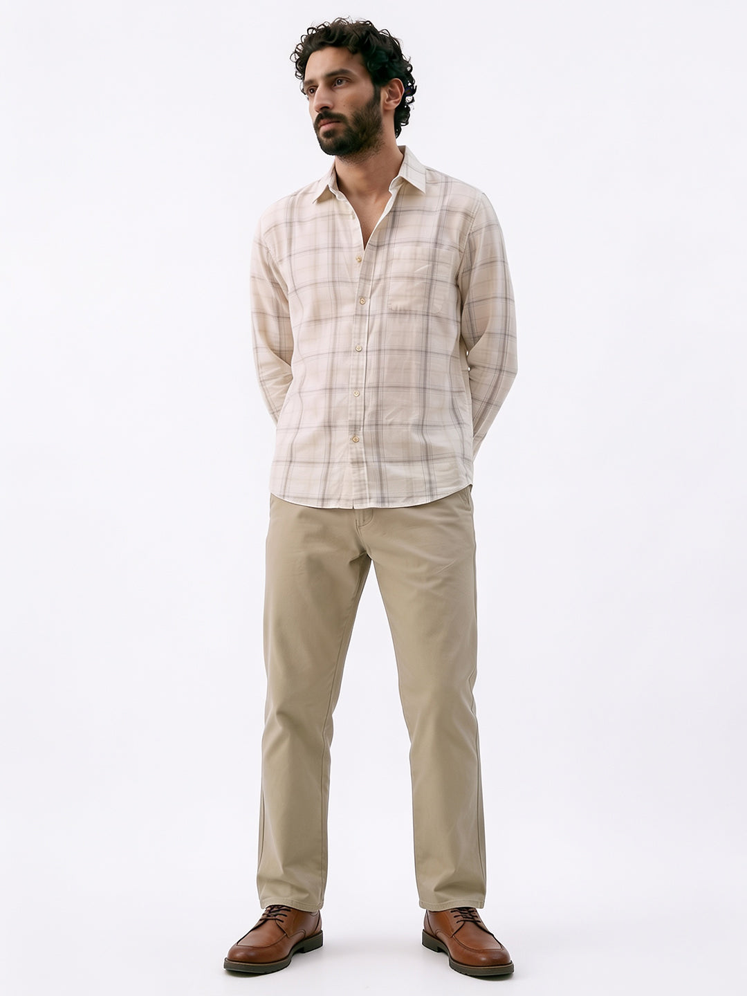 Men's Offwhite 100% Cotton Regular Fit Shirt