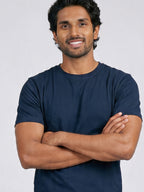 Men's Navy Cotton Bamboo Elastane Regular Fit Tshirt