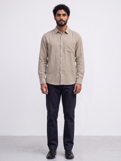 Men's 100% Cotton Regular Fit Shirt Sand