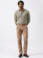Men's Khaki Cotton Lycra Slim Fit Pant