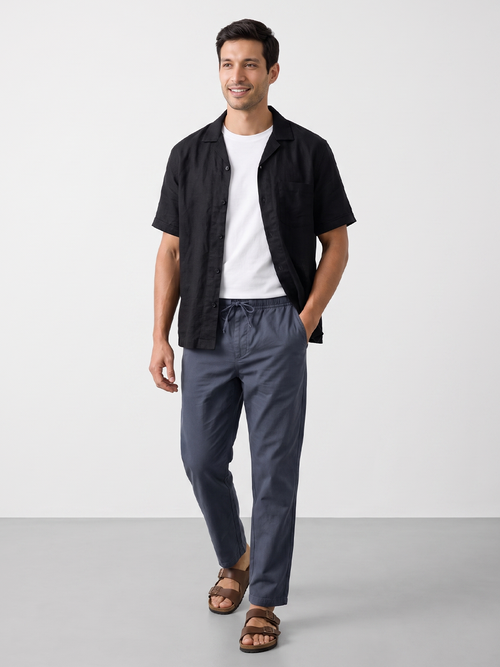 Men's Cotton Lycra Regular Fit Pocket Pants Navy