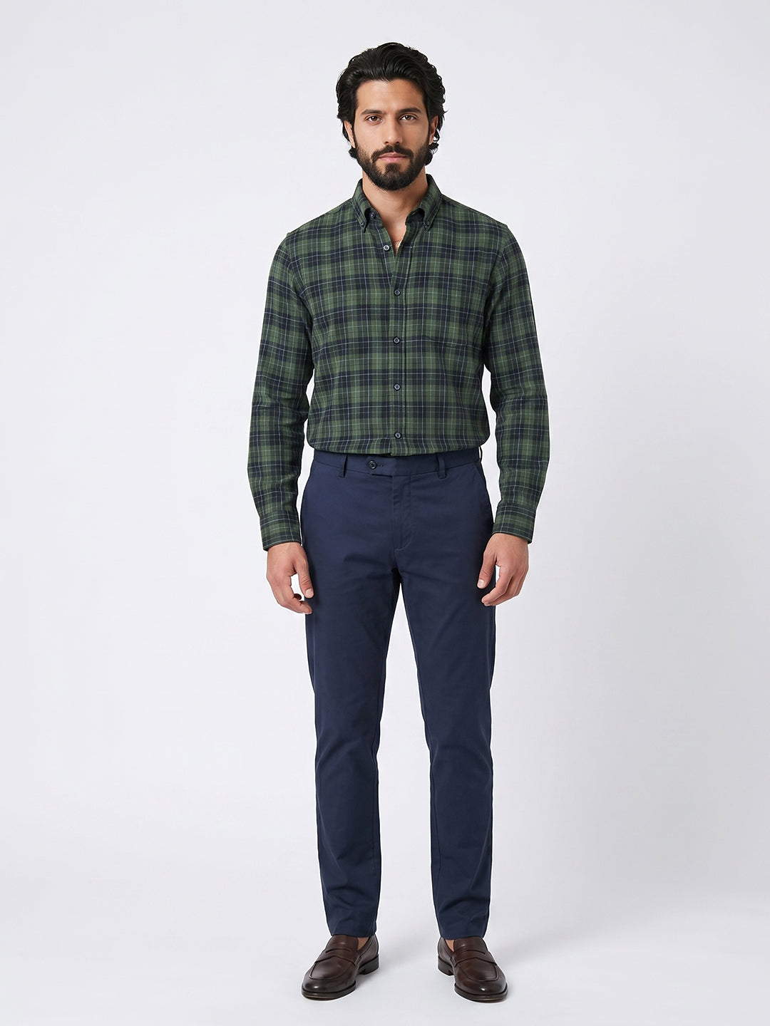 Men's Green 100% Cotton Regular Fit Shirt