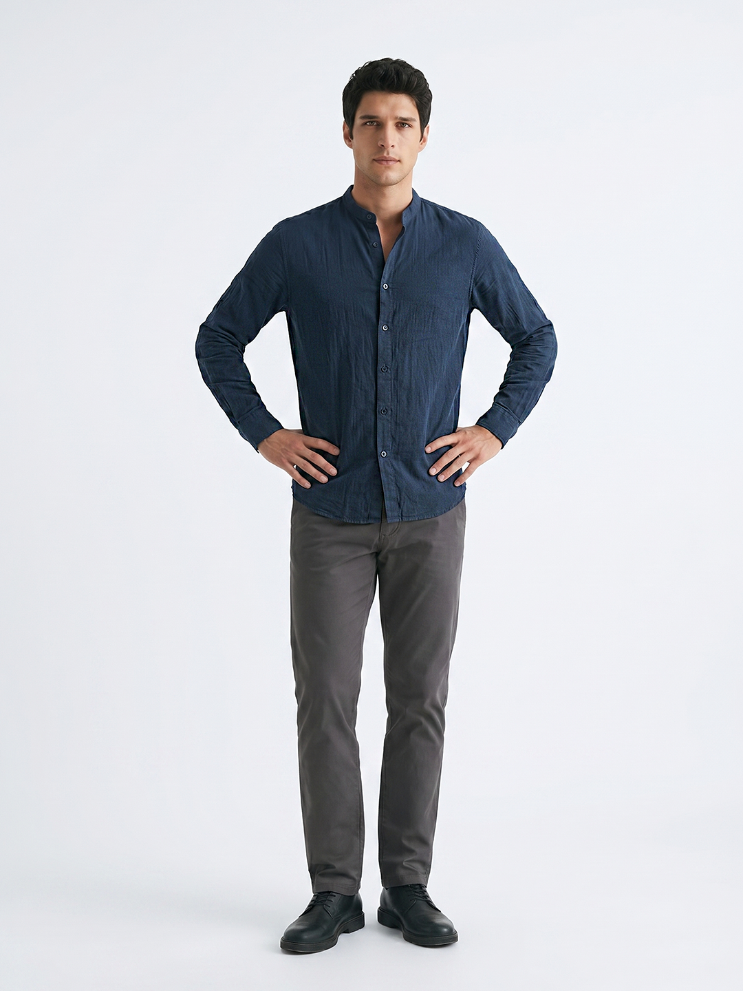 Men's Navy 100% Cotton Regular Fit Shirt