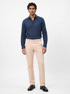 Men's Navy Cotton Lycra Regular Fit Shirt
