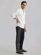 Men's White 100% Linen Regular Fit Shirt