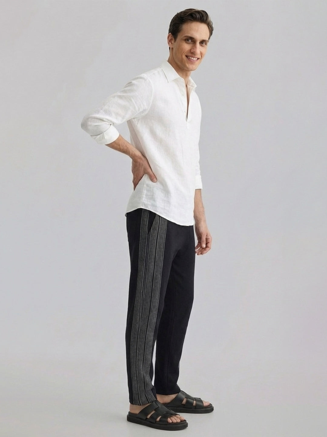 Men's White 100% Linen Regular Fit Shirt