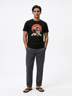Men's Black 100% Organic Cotton Regular Fit Tshirt