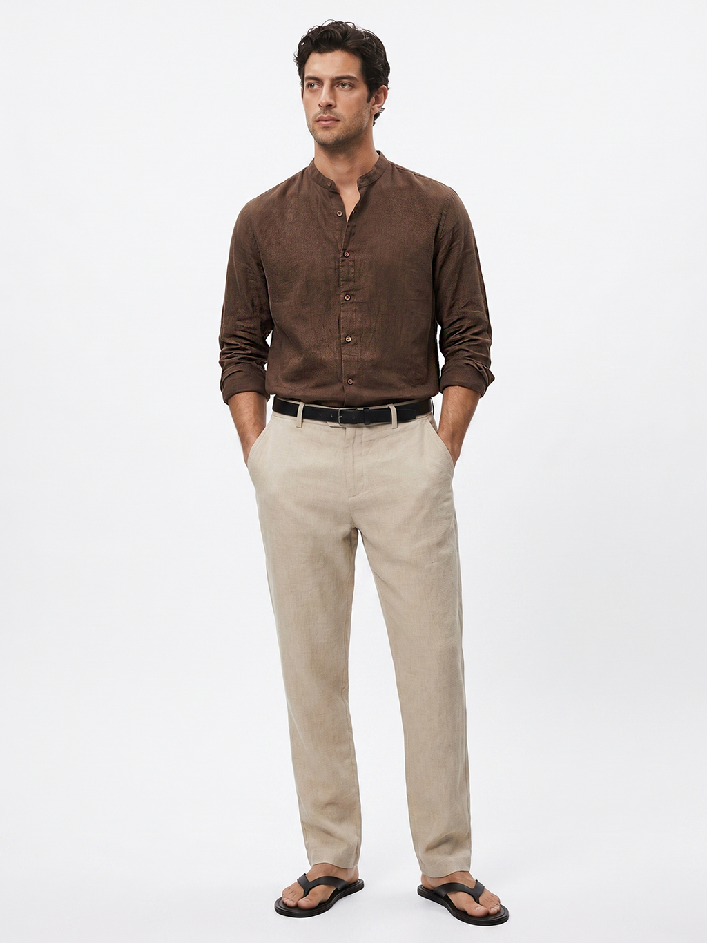 Men's Brown 100% Cotton Regular Fit Shirt