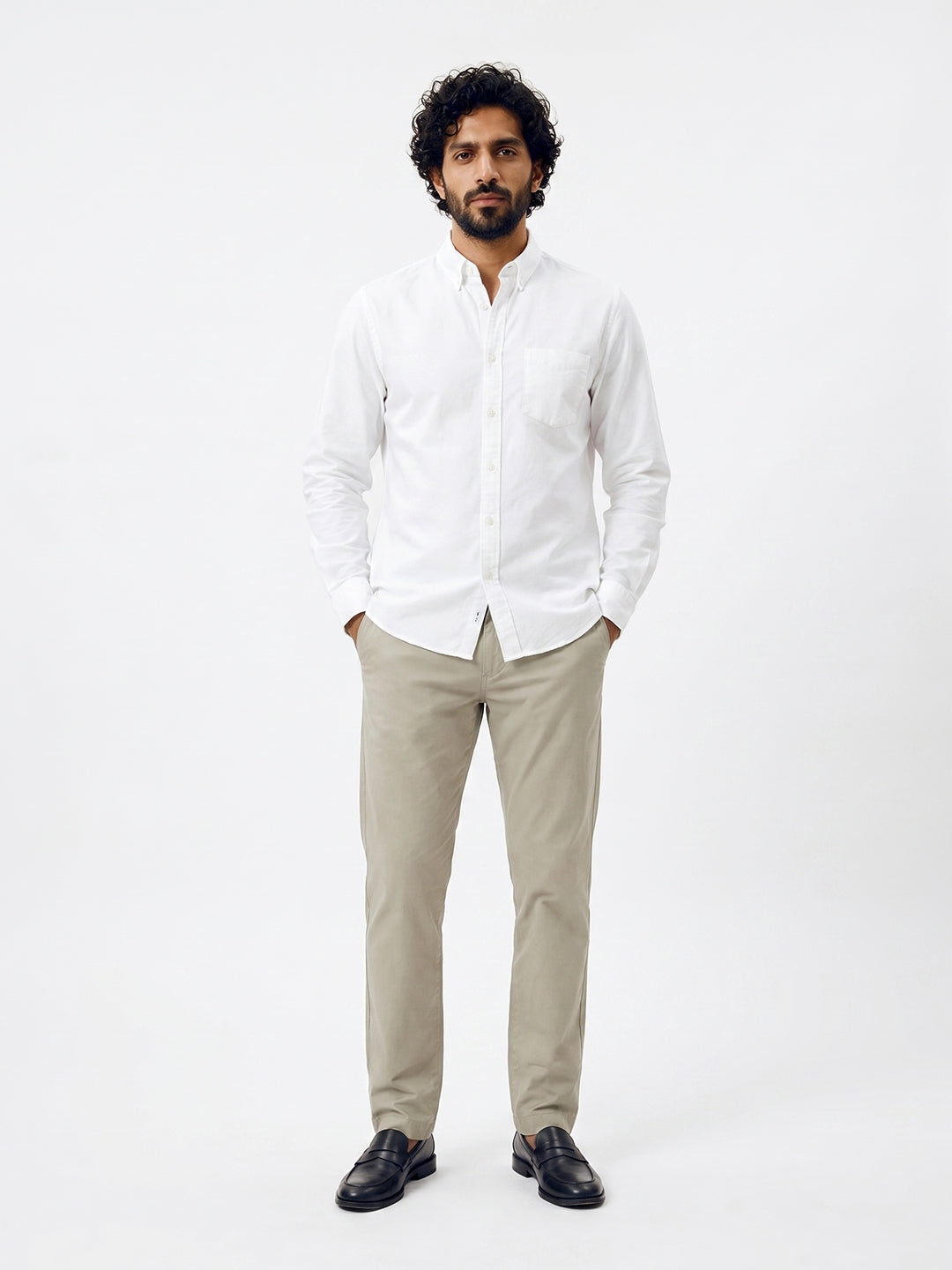 Men's White Oxford 100% Cotton Regular Fit Shirt
