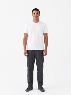 Men's White Cotton Elastane Slim Fit Tshirt