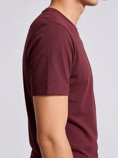 Men's Wine Cotton Bamboo Elastane Regular Fit Tshirt