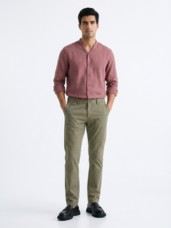 Men's Red Tencel Linen Regular Fit Shirt