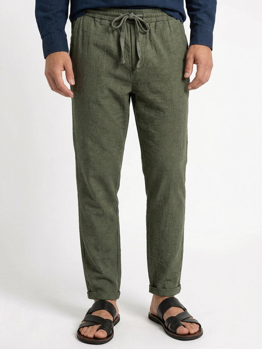 Men's Olive 1 100% Cotton Regular Fit Pant