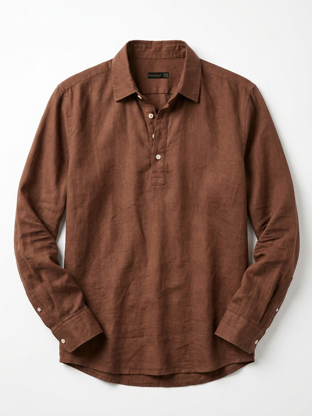 Men's Brown Linen Cotton Regular Fit Shirt