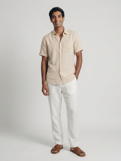 Men's Natural 100% Linen Regular Fit Shirt