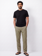 Men's Olive 100% Linen Regular Fit Pant