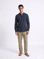 Men's Olive 100% Linen Regular Fit Pant