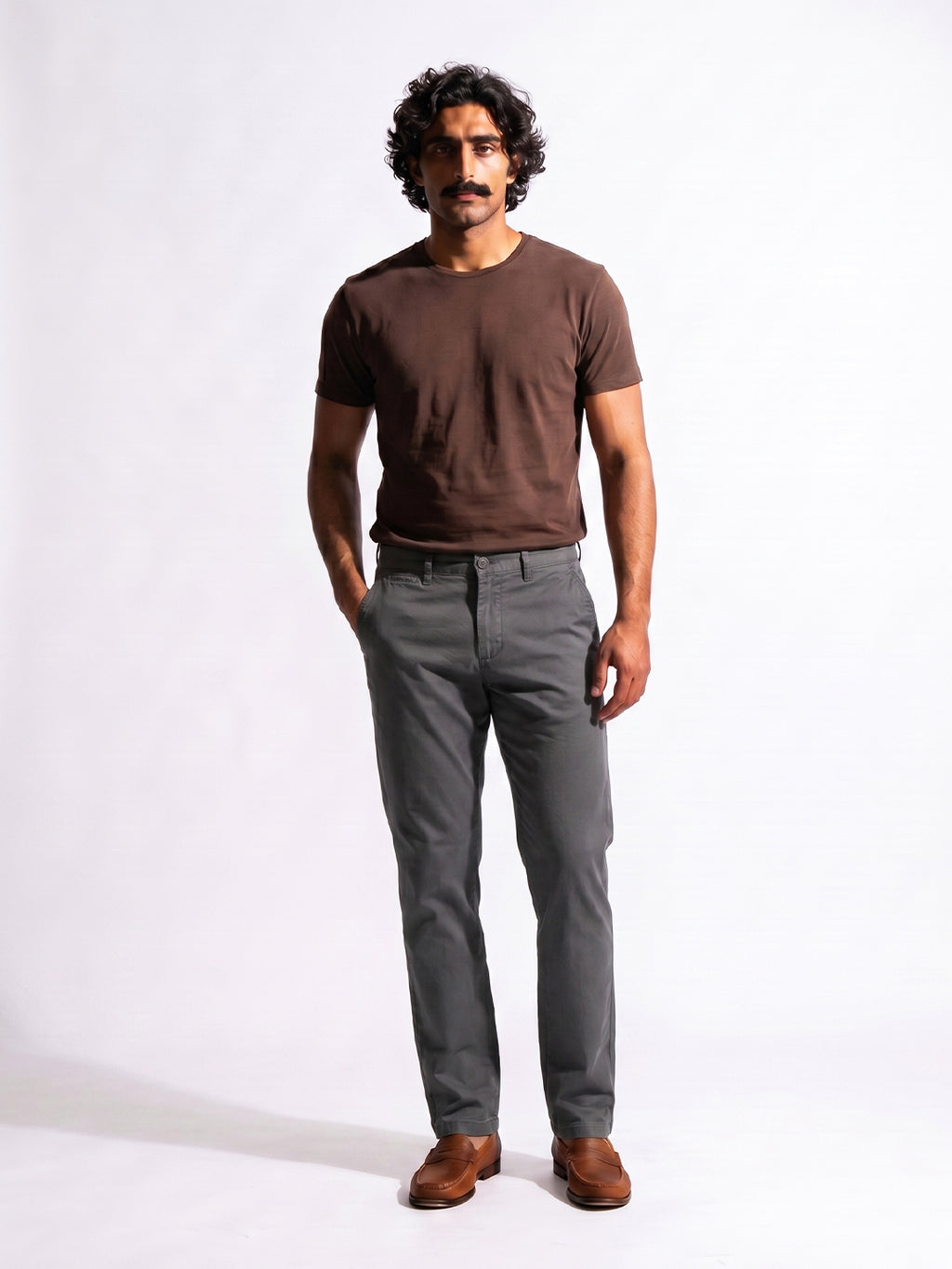 Men's Dark Grey Cotton Lycra Slim Fit Pant