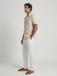 Men's Natural 100% Linen Regular Fit Shirt