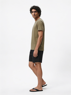 Men's Khaki Cotton Bamboo Elastane Regular Fit Tshirt