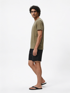 Men's Khaki Cotton Bamboo Elastane Regular Fit Tshirt