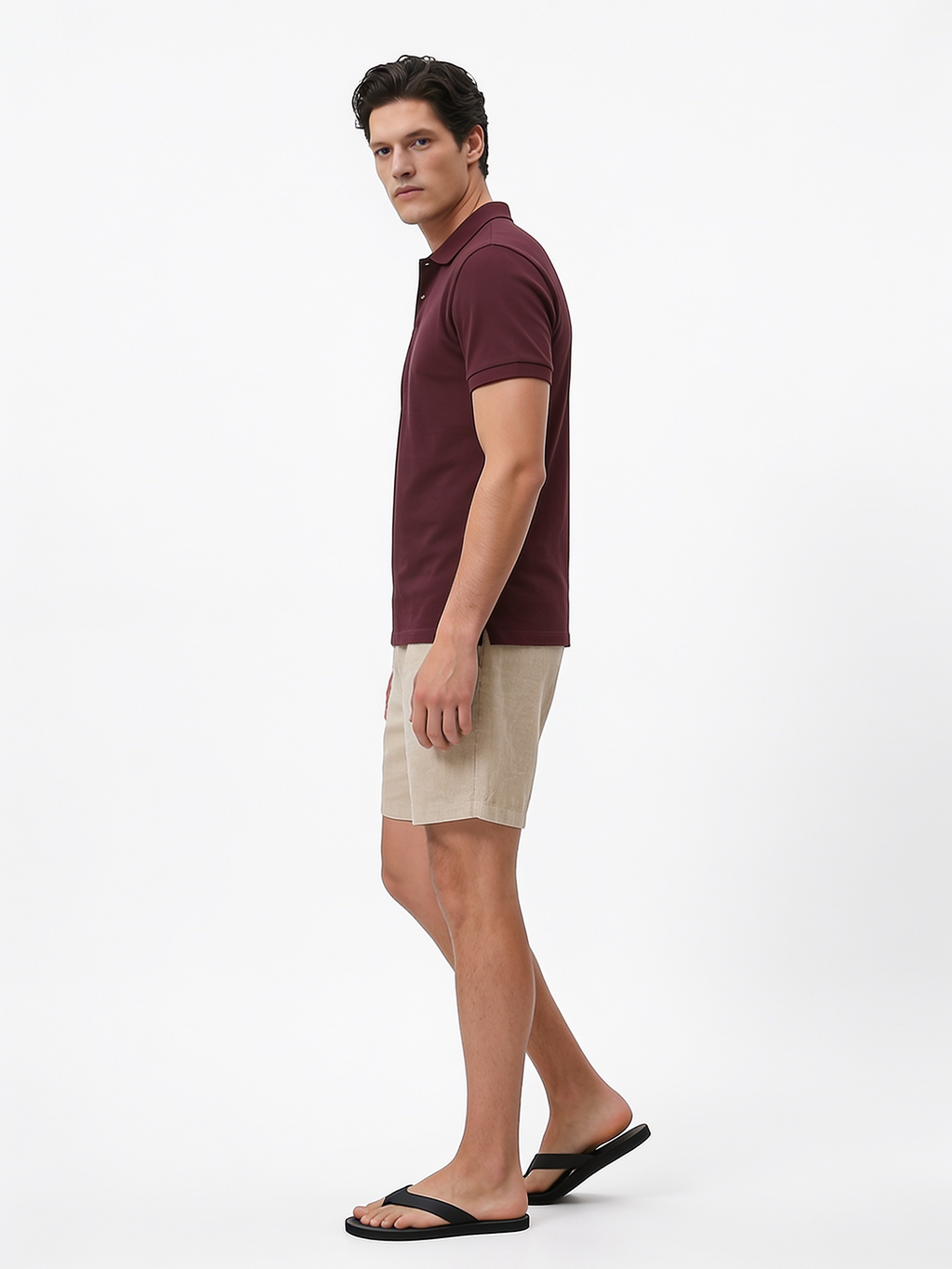 Men's Wine Cotton Elastane Slim Fit Tshirt