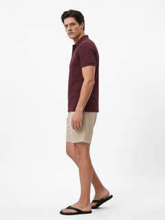 Men's Wine Cotton Elastane Slim Fit Tshirt