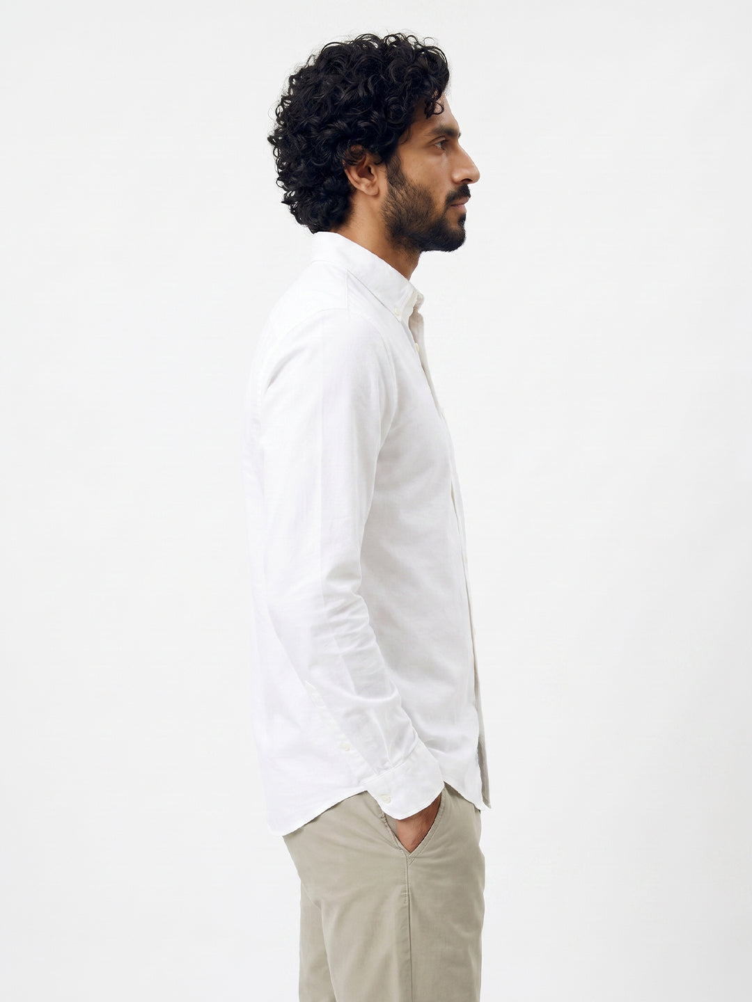 Men's White Oxford 100% Cotton Regular Fit Shirt
