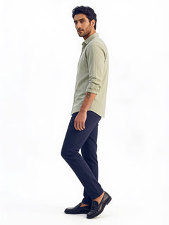 Men's Green Cotton Lycra Regular Fit Shirt