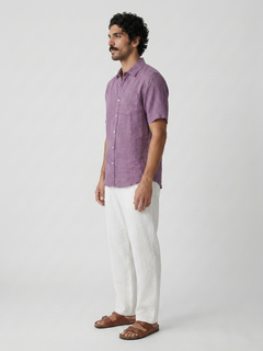 Men's Grape 100% Linen Regular Fit Shirt
