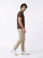 Men's Brown Cotton Bamboo Elastane Regular Fit Tshirt