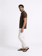 Men's White 100% Linen Regular Fit Pant