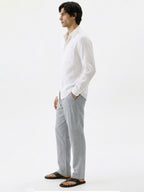 Men's White 100% Linen Regular Fit Shirt