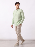 Men's Green Tencel Linen Regular Fit Shirt