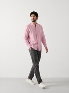 Men's Pink Tencel Linen Regular Fit Shirt