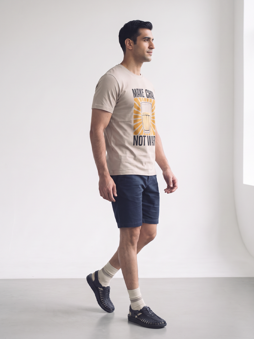 Men's 100% Organic Cotton Regular Fit Tshirt Sand