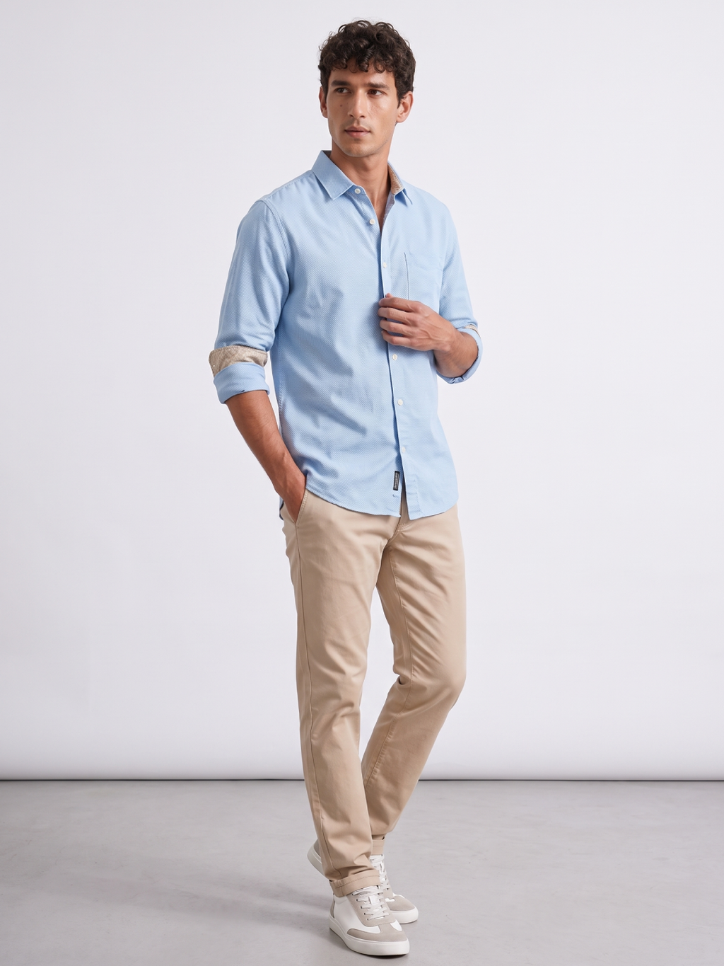 Men's 100% Cotton Regular Fit Shirt Sky