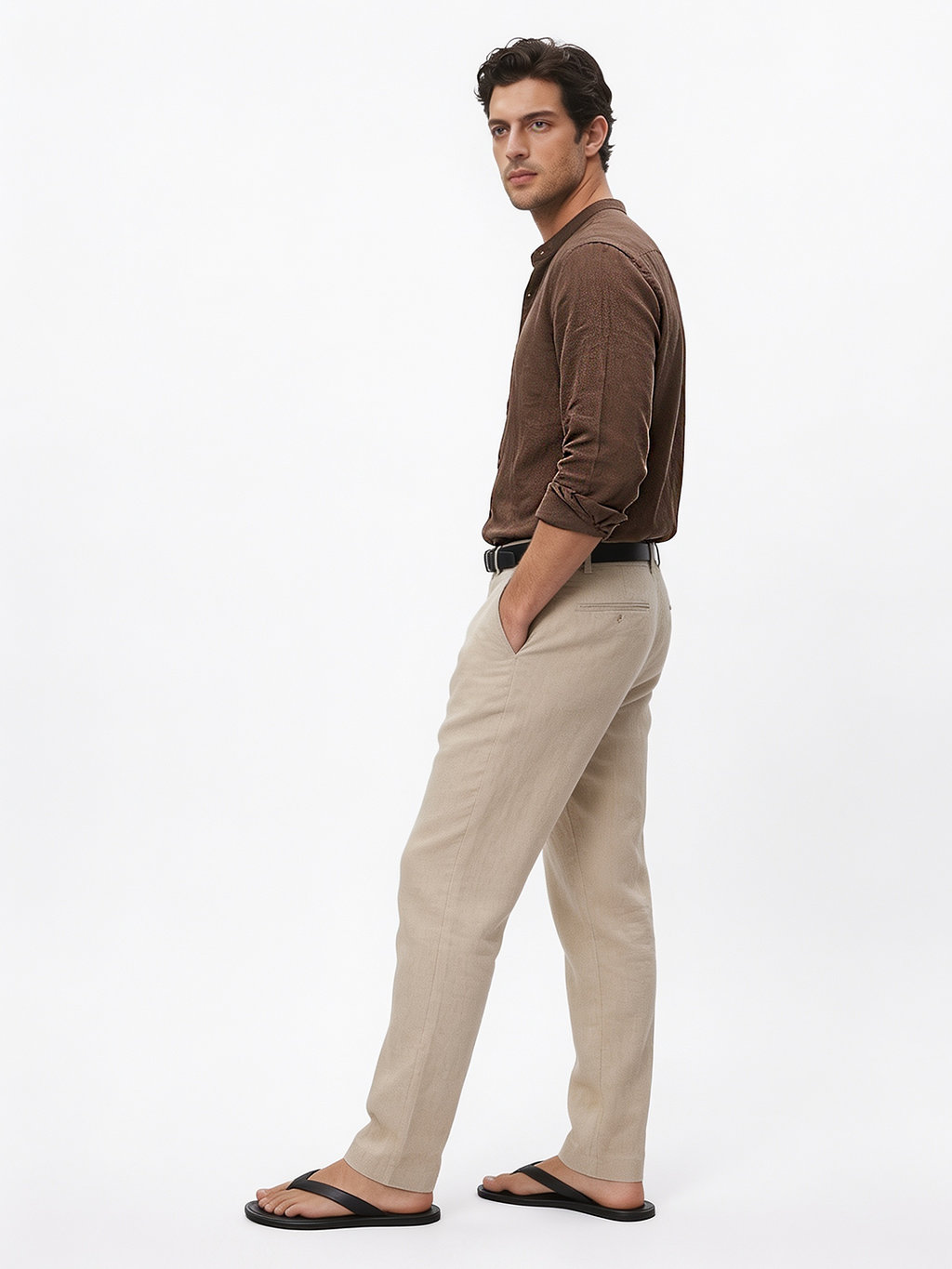 Men's Brown 100% Cotton Regular Fit Shirt
