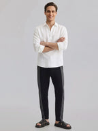 Men's White 100% Linen Regular Fit Shirt