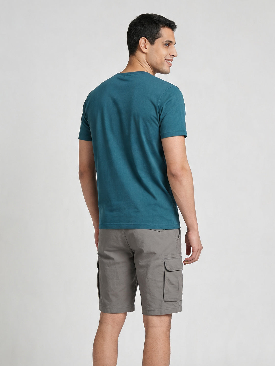 Men's Teal Cotton Bamboo Elastane Regular Fit Tshirt