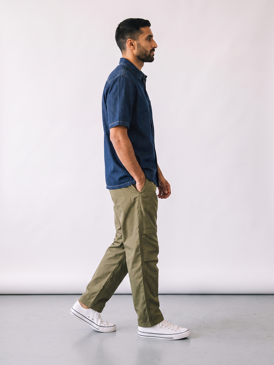 Men's 100% Cotton Regular Fit Pants Olive