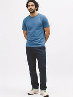 Men's Blue Cotton Bamboo Elastane Regular Fit Tshirt