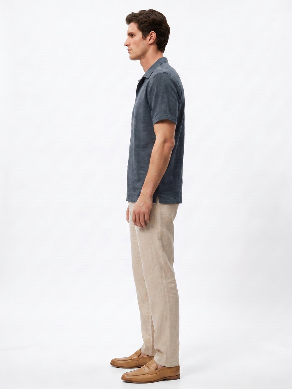 Men's Navy Cotton Viscose Regular Fit Shirt