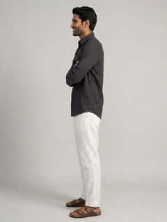 Men's Black Linen Cotton Regular Fit Shirt