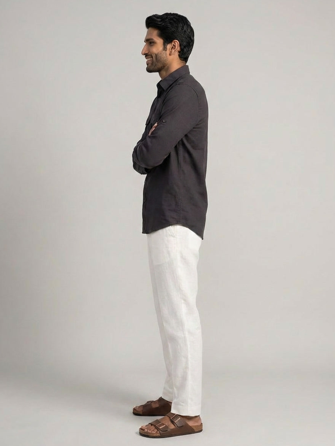 Men's Black Linen Cotton Regular Fit Shirt