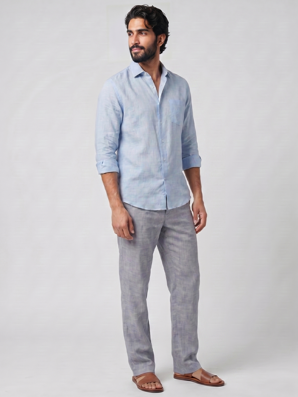 Men's Sky 100% Linen Regular Fit Shirt