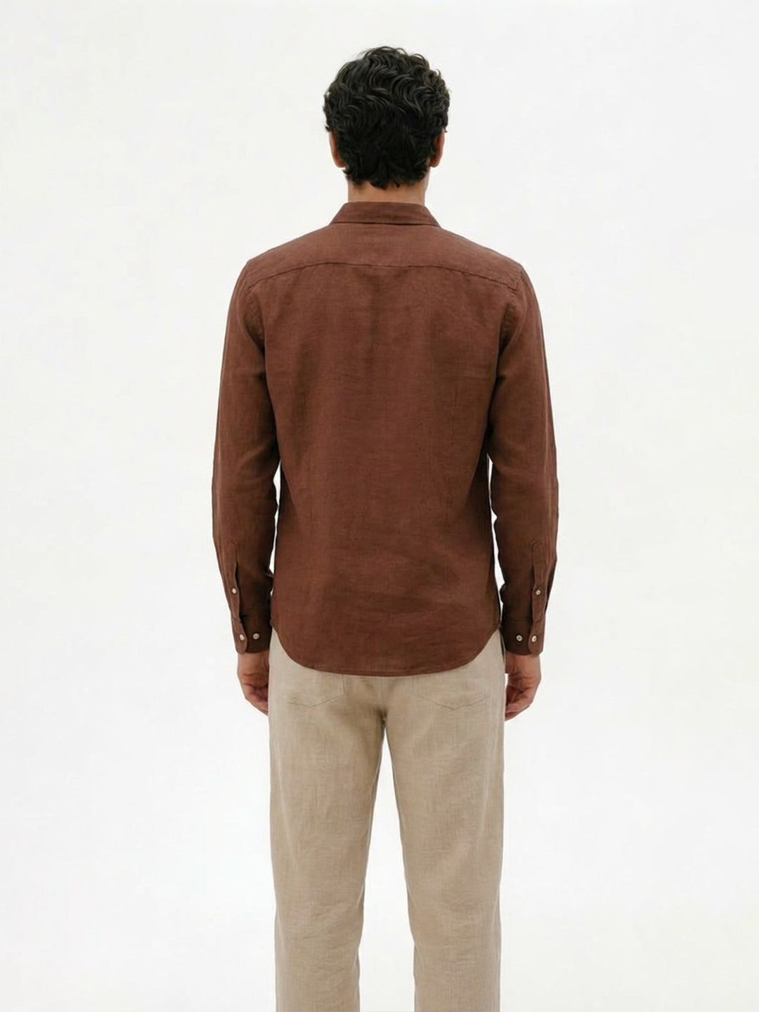 Men's Brown Linen Cotton Regular Fit Shirt